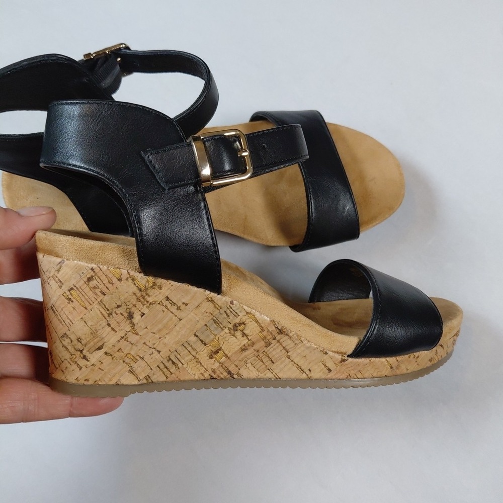 Women's Size 6 Dream Pairs Nini-8 Black Wedge Sandals Shoes Cork - Picture 15 of 15